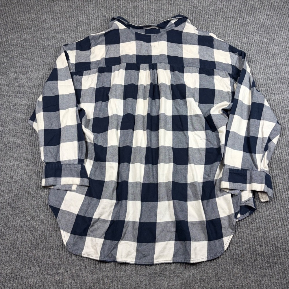 Old Navy Shirt Mens XL Blue White Buffalo Plaid Flannel Long Sleeve Button Down - Picture 4 of 8